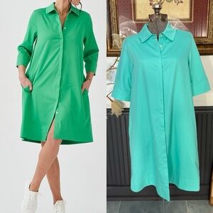 Perlavera 100% Cotton Christy Poplin Button Collared Shirt Dress ~ Size XS 💛🍄